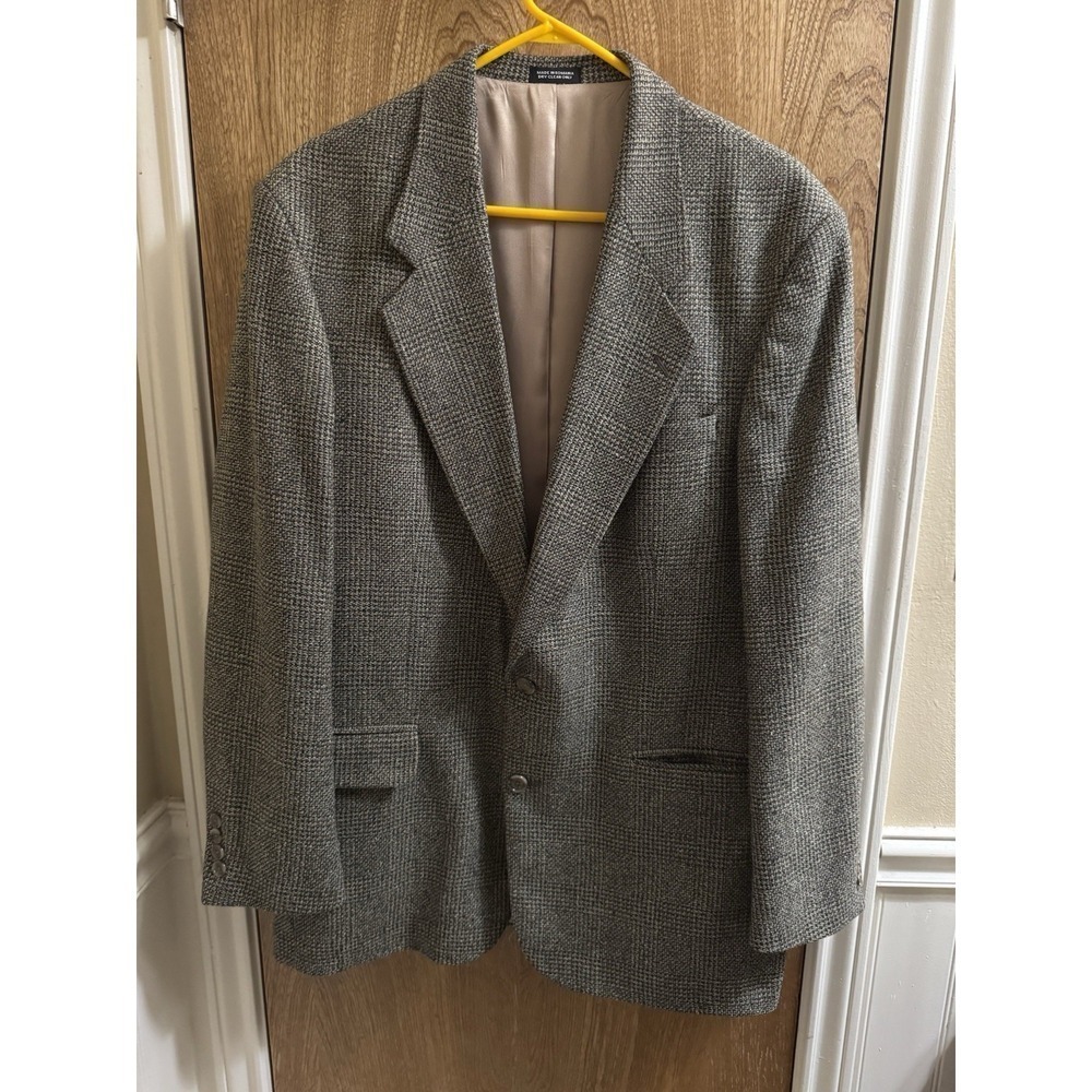 Oscar De La Renta Men's Size 42L Vintage Tweed Style Brown Beige Lined Blazer